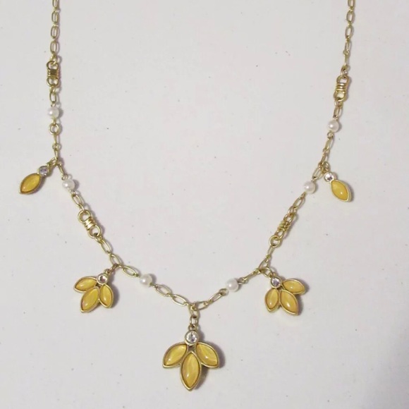 NWT Lia Sophia Lotus River Floral Long Necklace, Gold tone.  Unique & Gorgeous - Picture 2 of 7